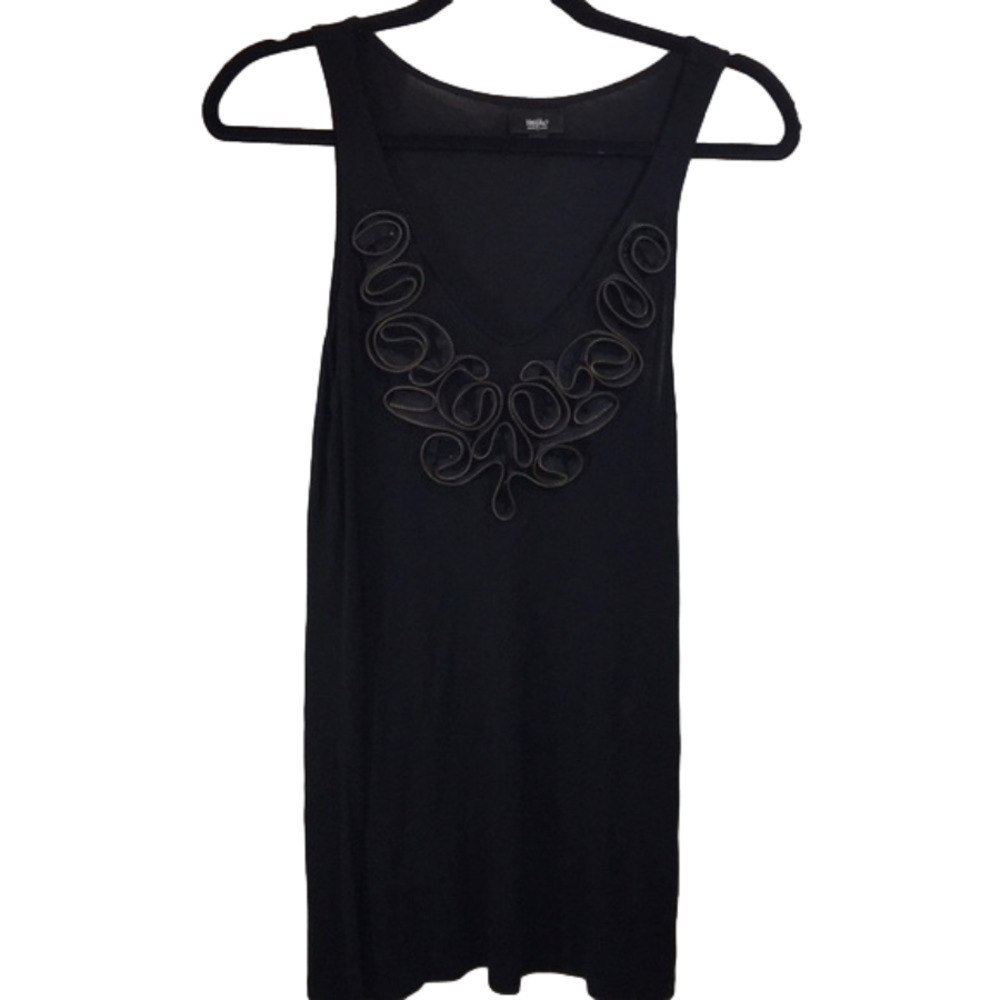 Y2K Vintage Mossimo Target Black Gold‎ Tank Zipper Ruffle Medium Women